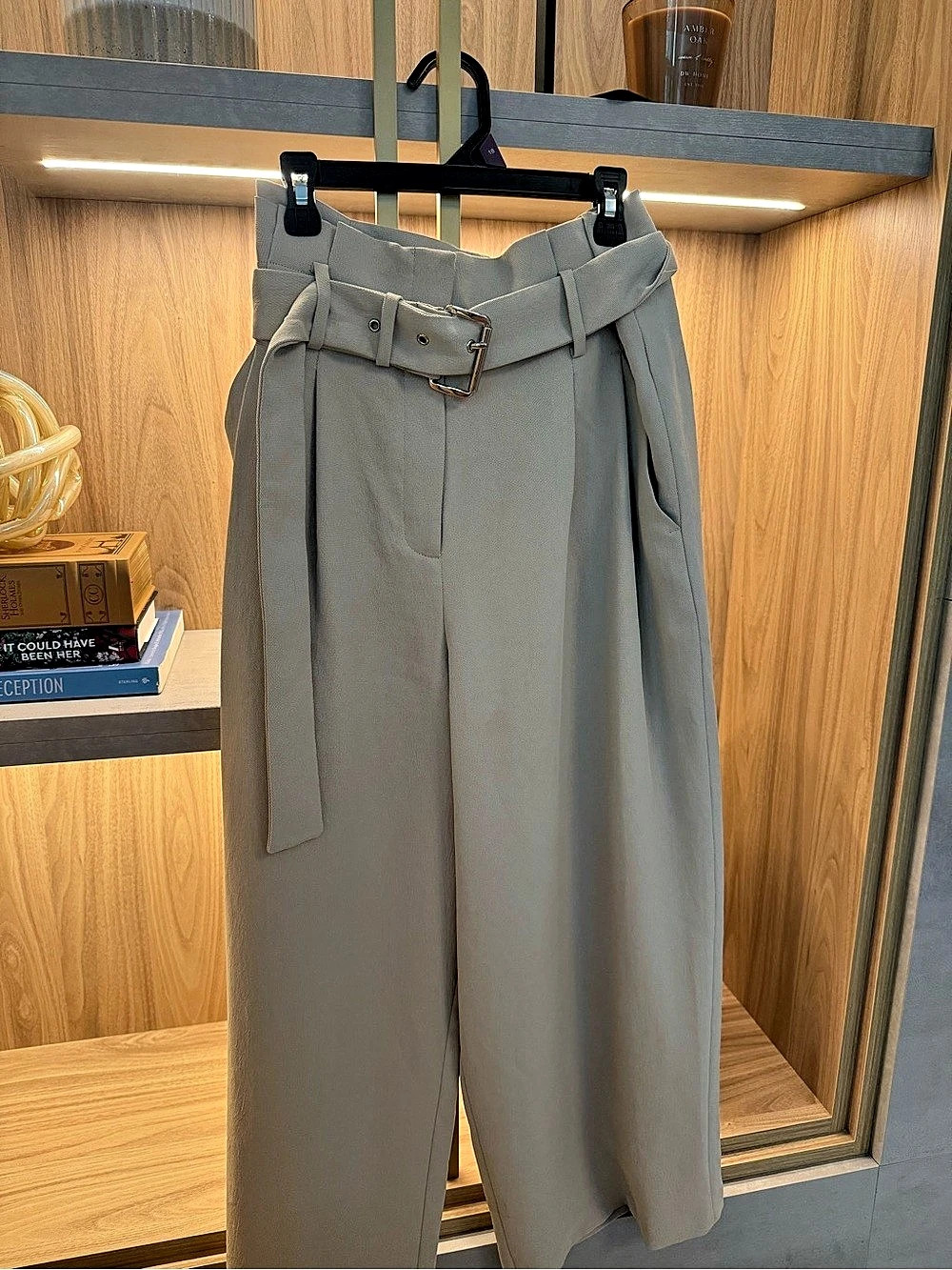 Michael Kors Belted Wide Leg Trousers Gray Size 6 Like New
